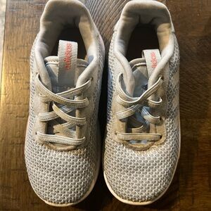 Adidas Kids Light Gray Sneakers with Pink Accents